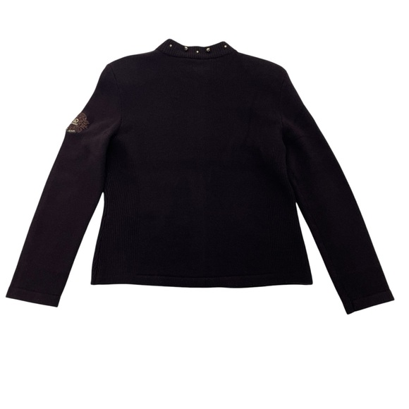 St. John Cashmere Fur Trimmed Sweater Small Brown - Picture 12 of 16